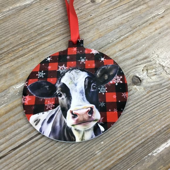 Black and White Dairy Cow Christmas Ornament Double Sided - Picture 1 of 7